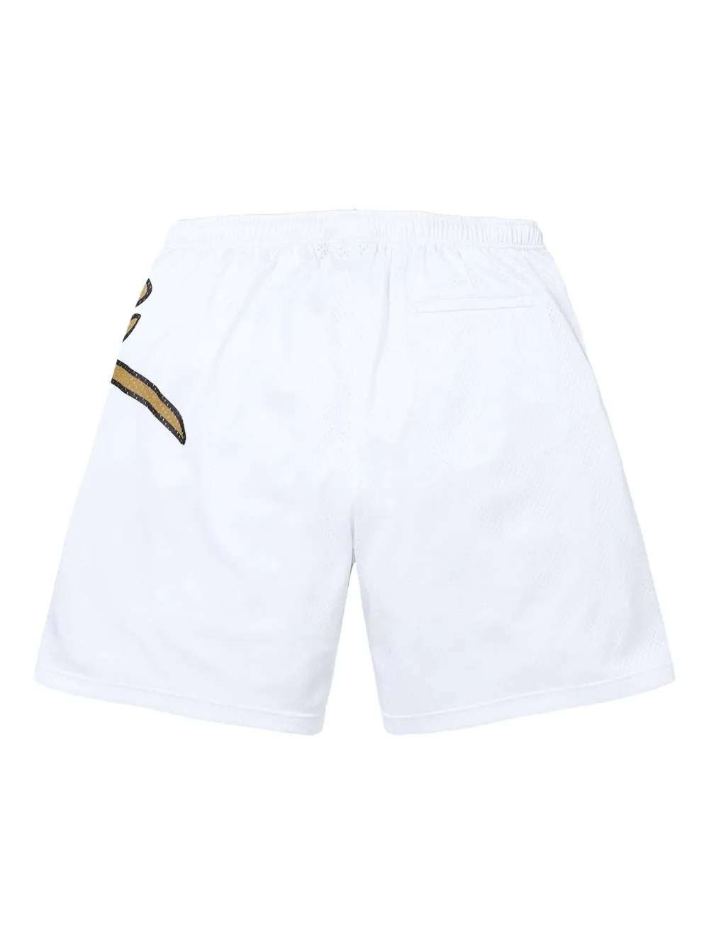 Supreme Big Script mesh shorts detail view